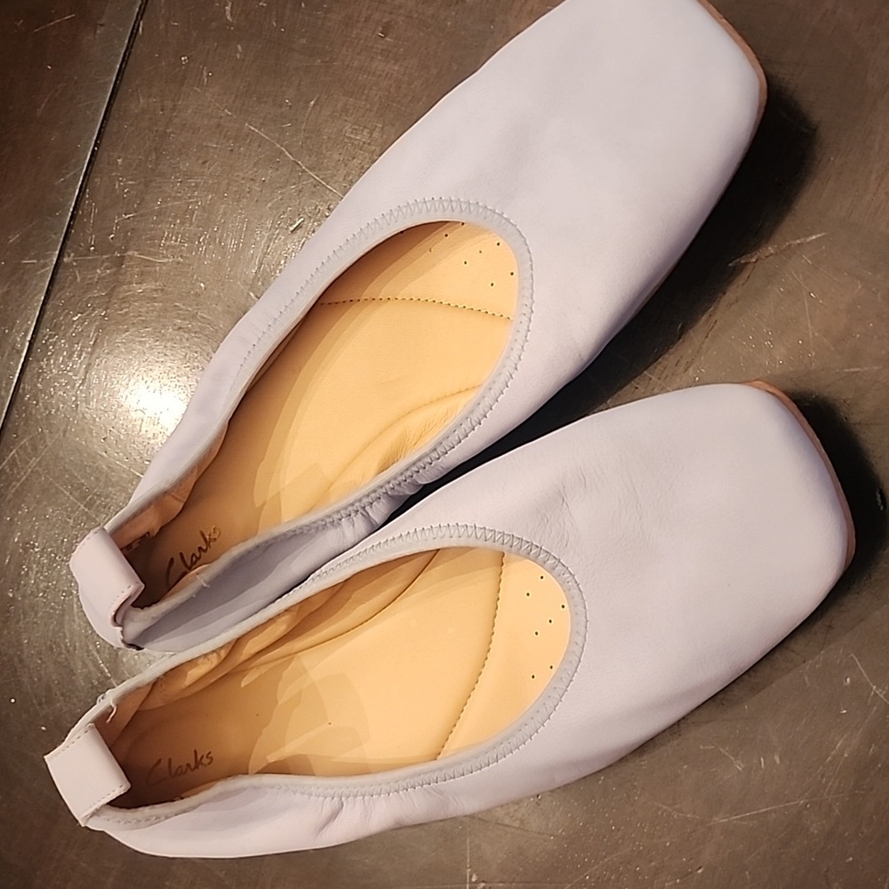 Clarks cushion powder blue leather flat shoes 10.5 Women's shoes